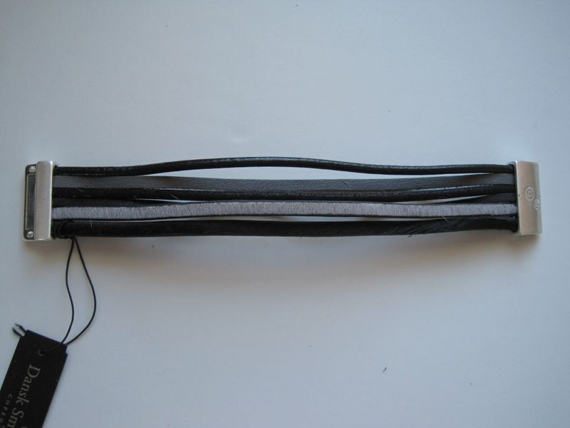 Läderarmband THORDIS Svart Grå. Dansk Smykkekunst