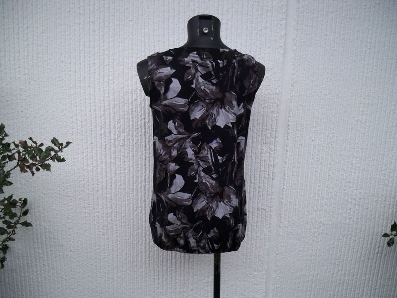 Svart Mönstrad Ärmlös Topp Joli Ze-Ze