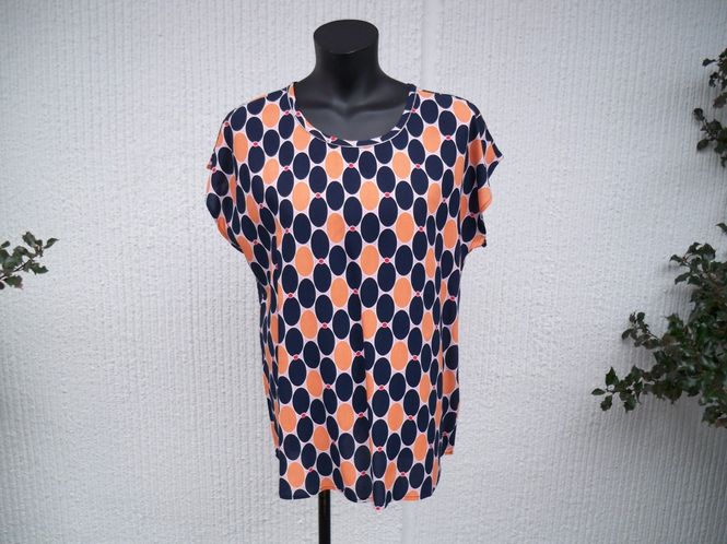 Huvudbild Orange Blå Mönstrad Blus