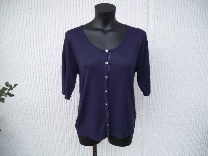 Huvudbild Finstickad Mörkblå Kortärmad Kofta SUNNY Ze-Ze