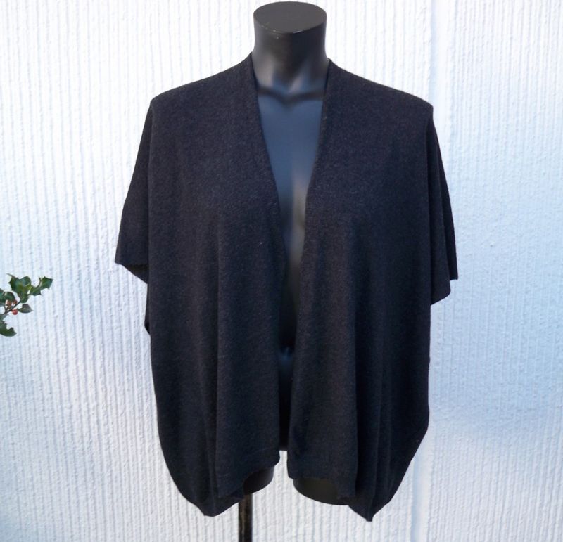 Stickad Antracitgrå Väst Kofta Kashmir Ullmix