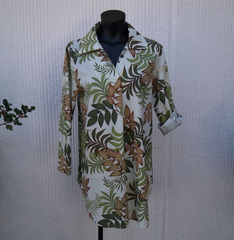 Mönstrad Tunika Beige Grön Brun