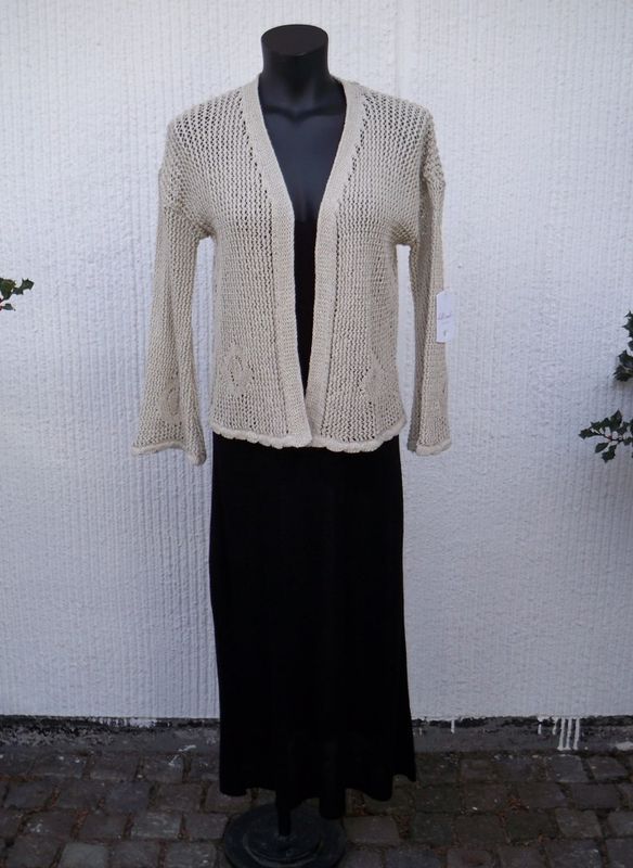 Beige Stickad Bomullskofta