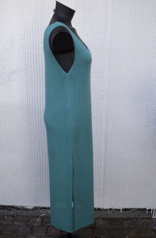 Turkos Lång Ärmlös Klänning Finstickad Lin/viskos