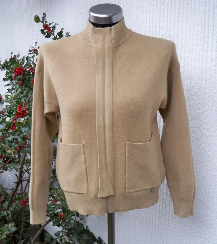 Kamelbeige Stickad Kofta  Jacka