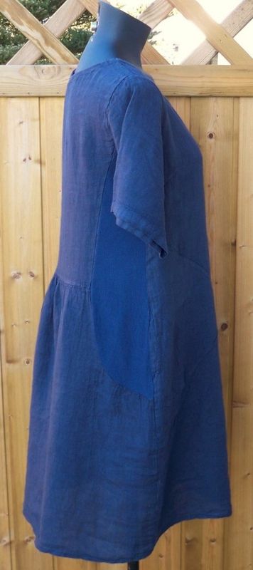 Linneklänning Marinblå Kort Ärm