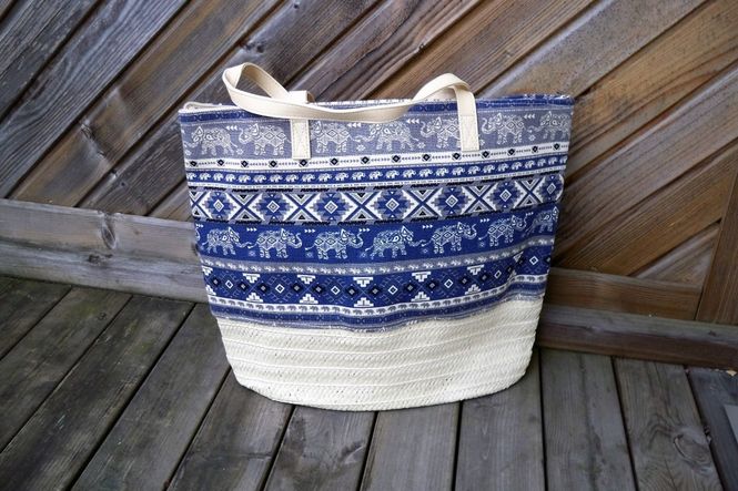 Huvudbild Mönstrad Blå Canvasväska - Puccini