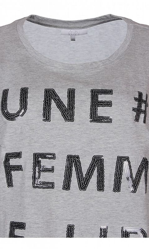 Grå T-shirt Med Paljett Text
