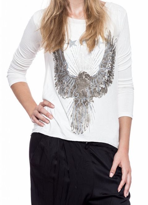 Huvudbild Vit långärmad topp med print