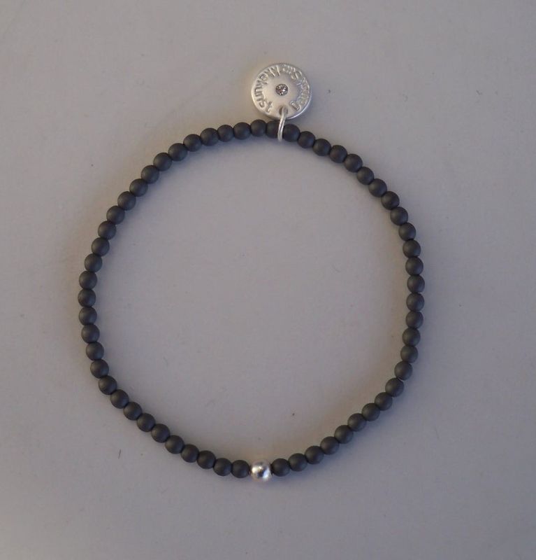 Elastiskt Grått Armband Velvet Silver Dansk Smykkekunst