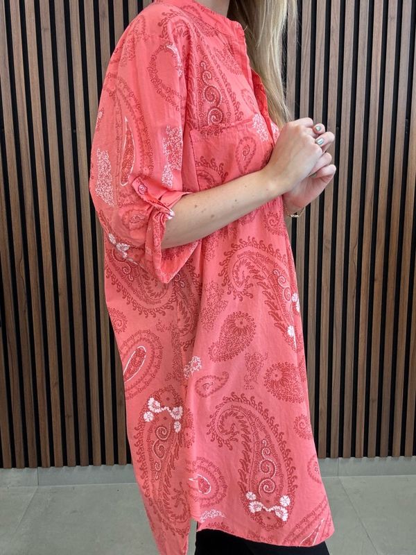 Gemini - Disa Peach Lång Blus Paisley