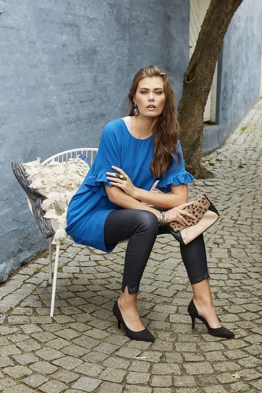 Mörkblå Stretchiga Vaxade Byxor Ze-Ze