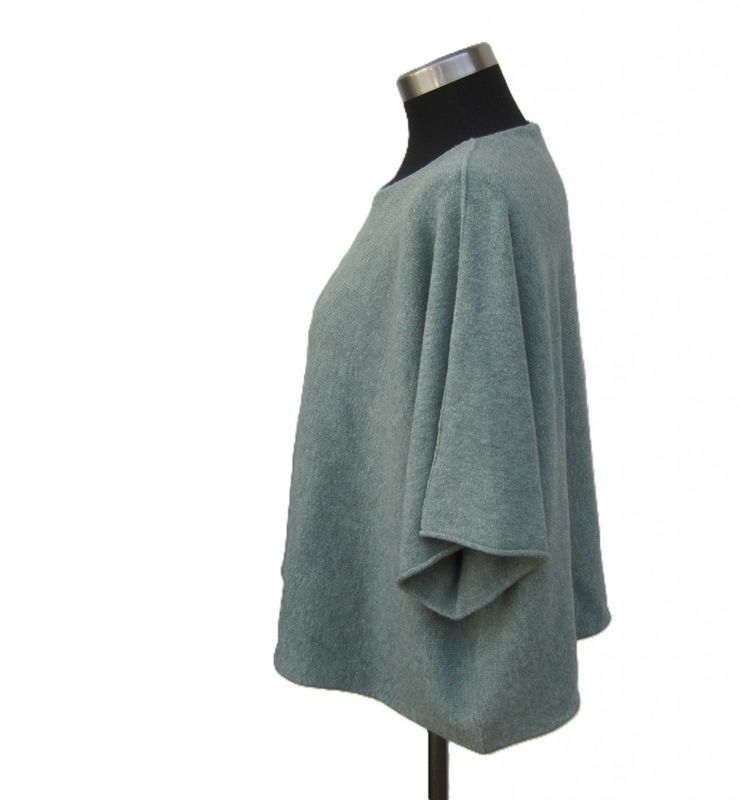 Vattengrön Kort Ponchotröja Med Halvlång Ärm