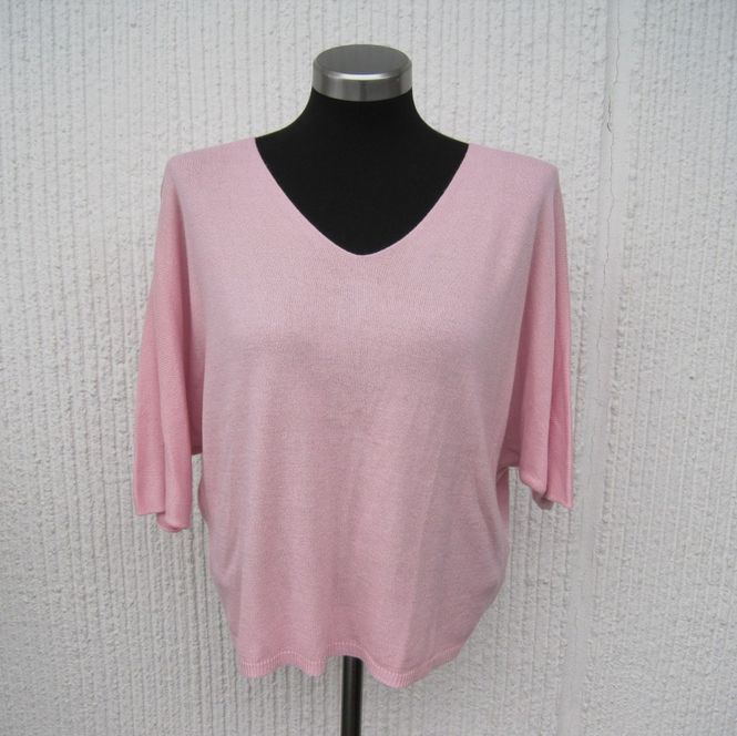 Huvudbild Rosa Finstickad Tröja Med Kort Ärm