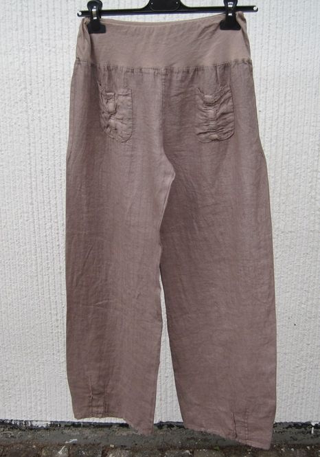 Huvudbild Ljusbruna Lätta Linnebyxor Med Vida Ben. Puro ...