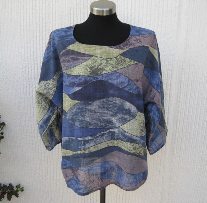 Huvudbild Blå Mönstrad Bomullsblus