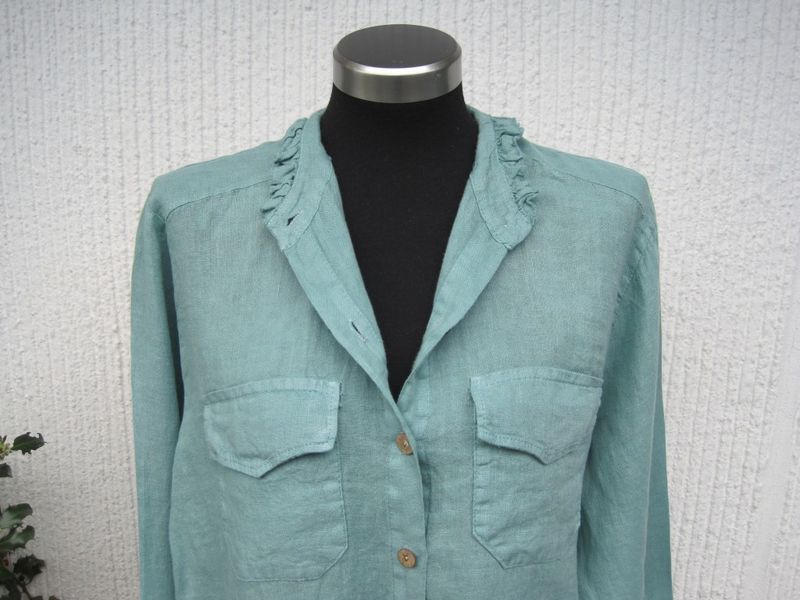 Jadegrön Linneblus Lång Ärm Janne K