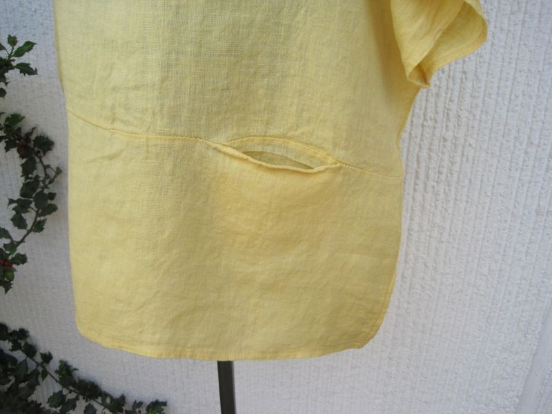 Gul linneblus med kort ärm Puro Lino