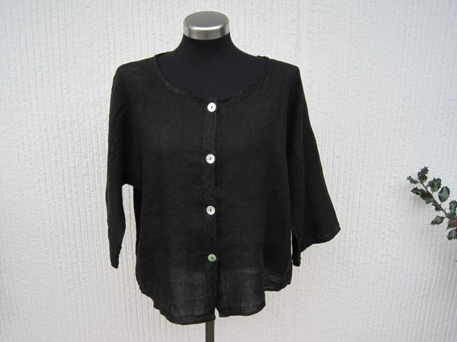 Huvudbild Svart Tunn Linnejacka  Blus. Puro Lino