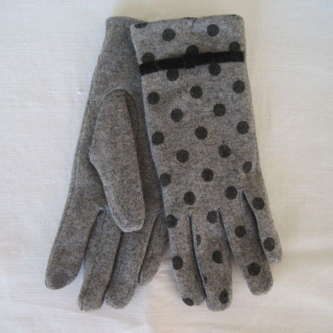 Huvudbild Ashley Stickade Handskar Grå Svart Prickig
