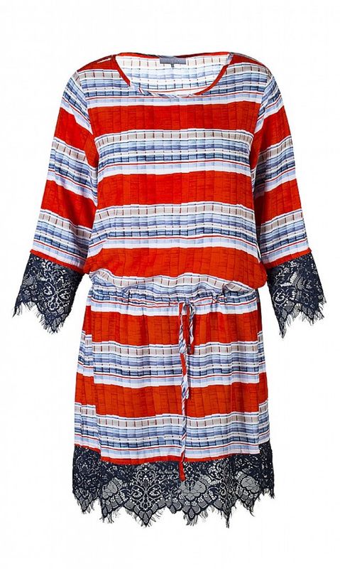 Randig Klänning Röd Blå Vit