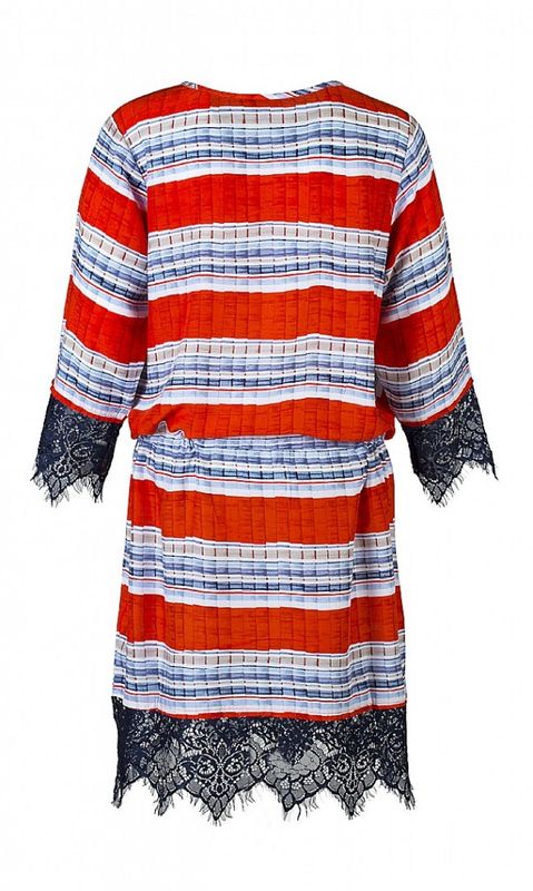 Randig Klänning Röd Blå Vit