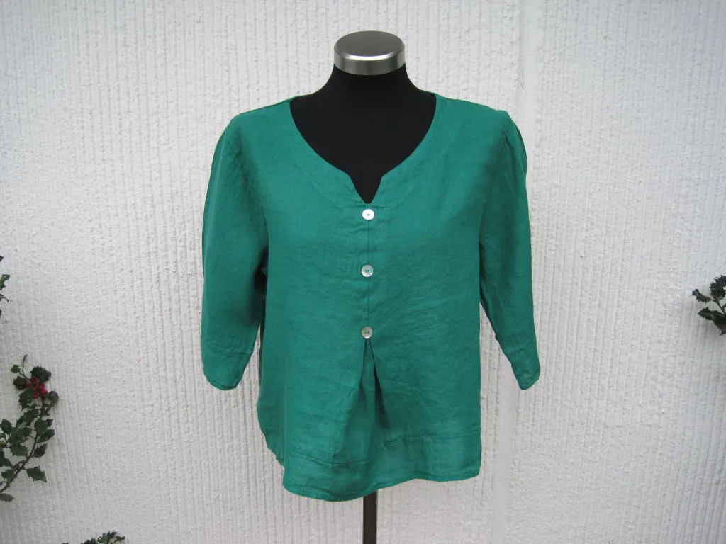 Guccirön Linneblus med halvlång ärm och dekorknappar