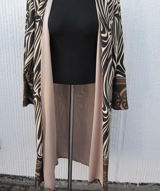 Mönstrad Kappa Kimono Svart Beige