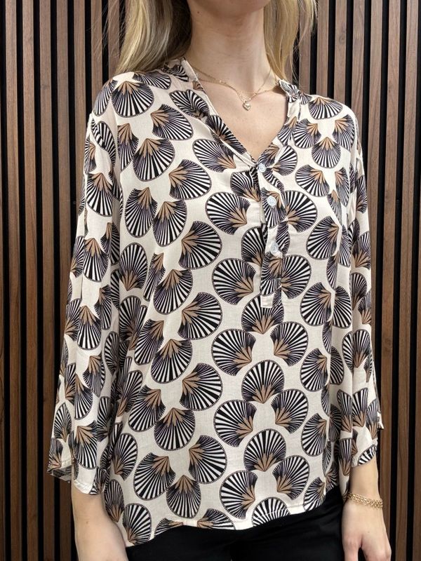 Gemini - Wilda Mönstrad Blus Beige Svart